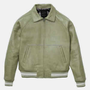 Waseem Impex Chaqueta de motorista de cuero de anilina de piel de oveja real para hombre, forro negro acolchado, bolsillos con cremallera para temporada de invierno - Product Image 5