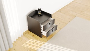 Mesita de Noche Moderna de Aglomerado de 18 mm, Desmontable, Color Negro, para Dormitorio, Hotel, Taller, Almacén, Fabricante Turco, Madera - Product Image 2