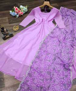 Vestido largo multicolor de longitud de harina de nuevo diseñador Último diseñador Manga regular Precio más bajo por Ropa Étnica Ropa - Product Image 5