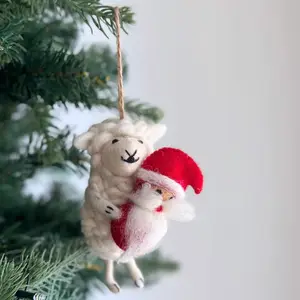 Новогодний орнамент с овечьей нитью, биоразлагаемые украшения, подвесные украшения на дереве, подсчет овец