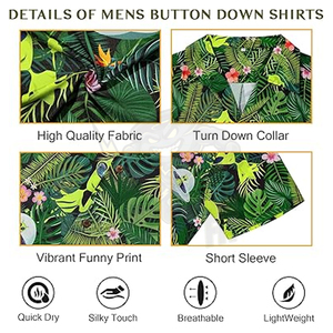 เสื้อเชิ้ตฮาวายลายดอกไม้ระบายอากาศได้ดีสำหรับผู้ชาย แขนสั้น ติดกระดุม ดีไซน์แปลกใหม่ เหมาะสำหรับใส่ไปเที่ยวทะเลในช่วงวันหยุดฤดูร้อน สไตล์ฮาวาย - Product Image 6