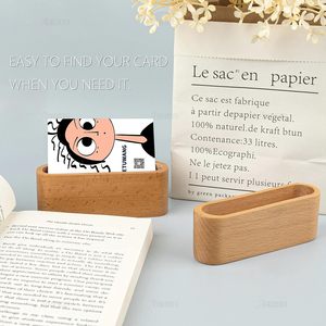 2 packs de porte-cartes de visite en bois pour présentoir de bureau pour cartes de visite pour bureau Organisateur de table - Product Image 5