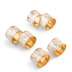 ห่วงรัดผ้าเช็ดปากแบบฝังมุกสีทองหรูหราผ้าถูพื้นทำจากทองเหลืองชุบสำหรับประดับโต๊ะอาหารสำหรับงานเลี้ยง - Product Image 1