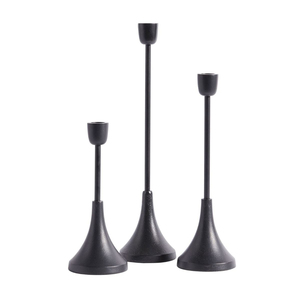 Minimalist <b>Black</b> Iron <b>Candlestick</b> Holders Set of 2 for Home Wedding Tabletop Decoration Durable Metal Candle Holders - Product Image 3