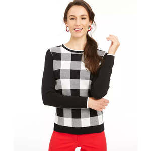 Maglione Familiare da Donna Charter Club a Quadri Buffalo Bianco, Traspirante, Lavorato a Maglia con Bottoni Frontali, Taglia XS-Large per Estate Autunno Inverno - Product Image 1