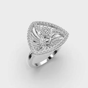 Trillion Vintage Style 1.0 carats rond laboratoire cultivé diamant bague de fiançailles 14K or massif bague de mariage plaqué rhodium pour les fêtes - Product Image 6