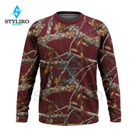 T-shirt tactique pour homme, camouflage numérique Real Tree, manches longues, jersey, chasse, randonnée, camping, écologique, 240g, séchage rapide