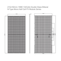 Paneles Solares Monocristalinos Bifaciales Tipo N de 610W, 620W, 630W, 182mmx105mm, 16BB, 132 Celdas, Doble Vidrio, para BIPV, con Certificación CE RoHS