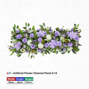 Panel de Flores Artificiales Enchanted Lavender & Frost Garden Channel, con Dalias en Púrpura Real y Crisantemos en Color Marfil, 90 cm - Product Image 1