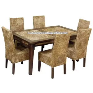 Rattan Seagrass tavolo da pranzo mobili sedie da pranzo in rattan e set tavolo per ristorante