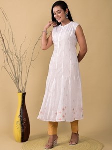ใหม่อินเทรนด์แฟชั่นKurtiเสื้อผ้าชาติพันธุ์ผู้หญิงคอจีนแผงผ้าฝ้ายAnarkali Kurtaล่าสุดDesigner Collection - Product Image 4