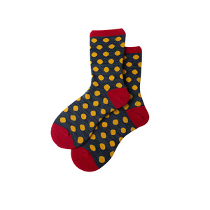 ODM mujeres Vintage Polka Dot Crew calcetines Retro algodón cálido Casual lindo calcetines de punto fábrica a granel personalizado al por mayor - Product Image 4