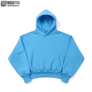 Sudaderas con capucha en blanco de alta calidad de peso pesado de gran tamaño 100% algodón polar fabricantes Puff impresión recortada Sudadera con capucha hombres 450 GSM - Product Image 1