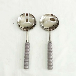 Juego de servir de barra de ensalada pulida de plata, servidores de ensalada decorativos de metal con mango de resina redonda naranja, juego de servir ensalada - Product Image 2