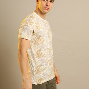 Venta al por mayor 100% algodón Jersey hombres cuello redondo Camiseta logotipo personalizado gimnasio Fitness ropa con diseño de rayas camisetas en blanco - Product Image 3