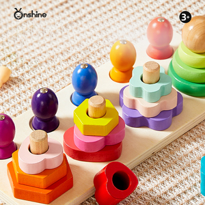 Tour empilable en bois d'inspiration <span class=keywords><strong>Montessori</strong></span> pour enfants de 5 à 7 ans Tour arc-en-ciel éducative sur le thème des motos - Product Image 6