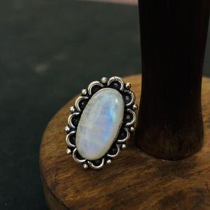 Hot Selling Original Marquise Oval Shape Moissanite 925 Sterling Silver Wedding Ring Fine <b>Rainbow</b> Moonstone Factory Wholesale - Product Image 6