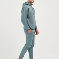 Ensemble de survêtement pour homme personnalisé en polaire d'hiver avec capuche et fermeture éclair, deux pièces, avec coupe-vent en polyester et pantalon long