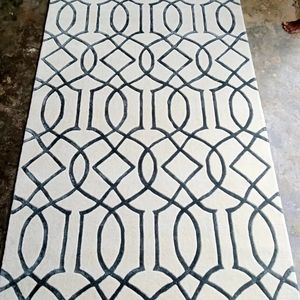 Grand tapis Oushak surdimensionné 9x12 bleu marine tapis turc avec motif abstrait tapis turc ottoman à motifs beiges - Product Image 1