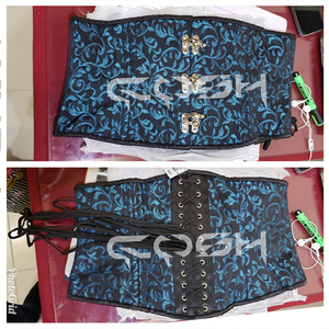 เข็มขัดรัดเอวผ้ายกสีฟ้าสีดำพร้อมตะขอปิดผู้ผลิตผ้าคอร์เซ็ทระบายอากาศได้ดีขนาดใหญ่พิเศษ - Product Image 6