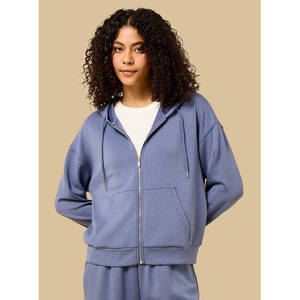 Sweat-shirt à capuche zippé uni éco-responsable pour femme 110 Apparel, mélange de polyester, coupe classique, manches longues, décontracté - Product Image 3