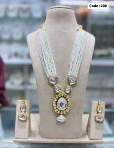 Collier de mariée et boucles d'oreilles en perles de cuivre d'inspiration vintage ensemble de bijoux de mariage de luxe cadeau pour les femmes pour les fêtes - Product Image 5