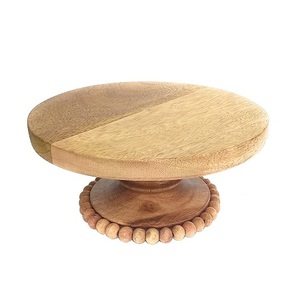 Set of 2 Wooden Cake Dessert Stand Round Shape Brown Color Cake <b>Chocolates</b> Server For Home Restaurant Use - Product Image 6