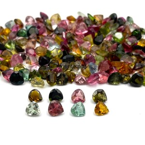 Piedras preciosas facetadas de corte de corazón de turmalina Natural de 5mm, cuentas calibradas para fabricación de joyas, piedra de turmalina múltiple de mayorista - Product Image 1