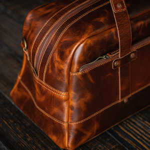 ALW Luxury Travel Weekender Sac de sport personnalisé en cuir pleine fleur véritable Bagage portable de grande capacité en polyester ODM/OEM - Product Image 6