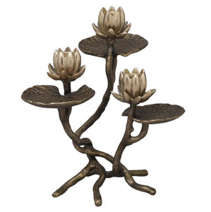 เชิงเทียนโลหะที่สง่างามในโรงงานสีแบบชนบทพื้นผิวด้านขนาด8.5x7.5x10นิ้วสำหรับตกแต่งคริสต์มาส - Product Image 1