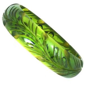 Conjunto de brazalete de baquelita transparente de Venta caliente con flores blancas de oliva pulsera de resina india de moda niñas regalo artesanal de Navidad - Product Image 2