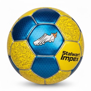Blue Foldable Soccer Ball Rubber Bladder Machine Stitched Thermal Bonded Leather Lightweight Outdoor Toy Gift for Boys' Games - Product Image 4