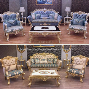 Classique sculpté à la main en bois salon canapé ensemble indien luxe or polonais salon canapé chaise DST exportations livraison rapide maison canapé - Product Image 6