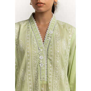 Conjunto de Camisa y Pantalón Casual de Verano para Mujer, en Chifón Bordado con Cuello en V, Transpirable, Manga Larga, Solo Limpieza en Seco IPST-44350 - Product Image 1