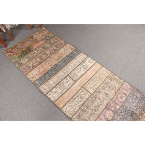 Turkish 2.8x14.5 ft <b>Rug</b>, Vintage <b>Small</b> <b>Rug</b>, Brown Floral <b>Rug</b> - Product Image 2