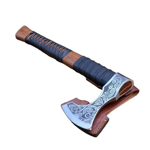 Hacha de caza de Damasco hecha a mano, mango de madera de alta calidad, cubierta de cuero, tubo de humo de grado Industrial forjado, hacha personalizable - Product Image 4