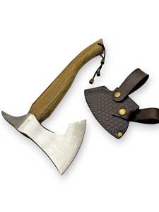 Handmade Industrial Grade Hand Forged High Carbon Steel Bearded <b>Axe</b> <b>Wood</b> Working Hatchet with Leather Sheath Custom OEM - Product Image 2