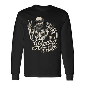 เสื้อยืดแขนยาววันพ่อสำหรับคุณพ่อหนวดเครา พร้อมดีไซน์ข้อความ 'ขอโทษนะ หนวดเครานี้มีเจ้าของแล้ว' สำหรับใช้ในการส่งเสริมการขาย - Product Image 1