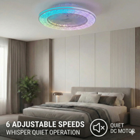 Ventilateur de plafond intelligent avec lumière musicale, haut-parleur Tuya WiFi, lampe LED encastrée RGB à intensité variable avec télécommande et commande vocale