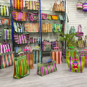 Bolsas DE LA COMPRA ecológicas recicladas de nylon con patrón rayado de metal sostenible para uso en supermercados hechas en la India - Product Image 2