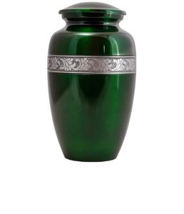 Urna de cremación de aluminio grabada en plata para cenizas humanas para adultos-Urna de almacenamiento de cenizas conmemorativas funerarias hechas a mano-Bolsa incluida - Product Image 1