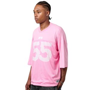 Camiseta Deportiva de Fútbol Extra Grande para Hombre, Malla Rosa, Mezcla de Poliéster, Estilo Urbano, con Estampado Grande 55 en la Parte Delantera y Trasera - Product Image 6