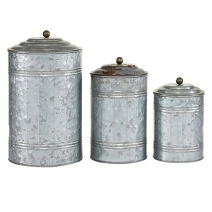 กล่องเก็บอาหารทำจากโลหะสแตนเลสทรงกลมสีเงินสำเร็จรูปสำหรับห้องครัวน้ำตาลกาแฟและกระป๋องชา - Product Image 2