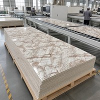 Panneau mural en PVC UV en marbre rouge crème Breccia, imperméable, revêtement décoratif intérieur