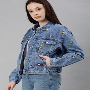 Vestes en jean pour femmes d'hiver - 100% coton, service OEM, veste en jean décontractée à manches longues personnalisée - Product Image 1
