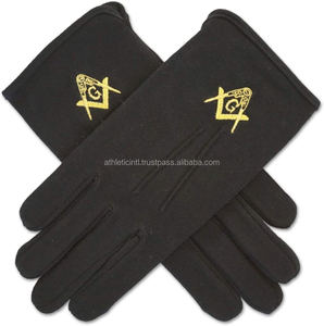 Gants maçonniques en coton blanc de taille libre personnalisés fabriqués avec le logo maçonnique en métal pour gants - Product Image 2