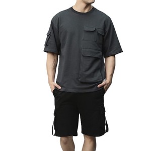 Conjunto Deportivo Corto Personalizado para Hombre, 2 Piezas, Conjunto de Jogger Transpirable de Algodón, Traje Deportivo de Verano para Hombre, Diseño Casual con Bolsillo Delantero - Product Image 1