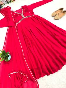 Latest Designer Faux Georgette Embroidery Anarkali <b>Kurti</b> by FabZone - Product Image 5