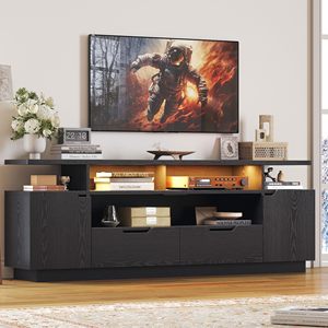 Support <span class=keywords><strong>TV</strong></span> Gaming en Fibre <span class=keywords><strong>de</strong></span> Carbone avec Éclairage LED, Grand Centre <span class=keywords><strong>de</strong></span> Divertissement <span class=keywords><strong>pour</strong></span> Téléviseur 80 <span class=keywords><strong>Pouces</strong></span>, Console Multimédia – Vente en Gros - Product Image 5