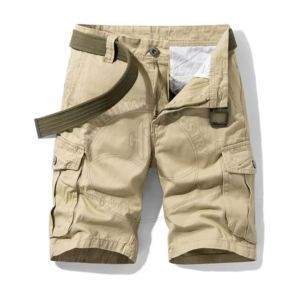 Pantalones cortos de algodón informales con múltiples bolsillos para hombre, ropa de calle de malla a la moda personalizada, secado rápido con diseño de múltiples bolsillos para hombre - Product Image 2